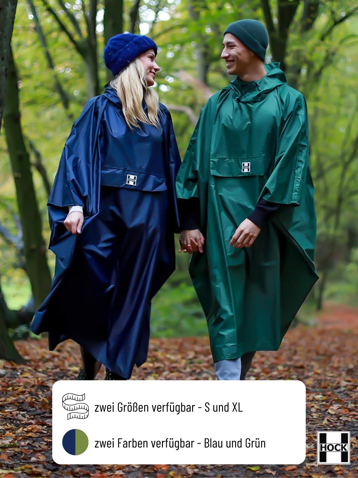 HOCK Rain Star - Poncho de lluvia extralargo con capucha y bolsillo en el pecho, 100% resistente al agua, ligero protector de lluvia unisex