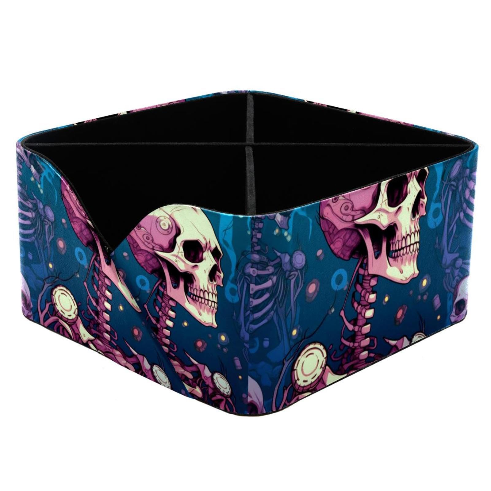 Organiseur de bureau en cuir avec rangement pour fournitures de bureau crânes punk