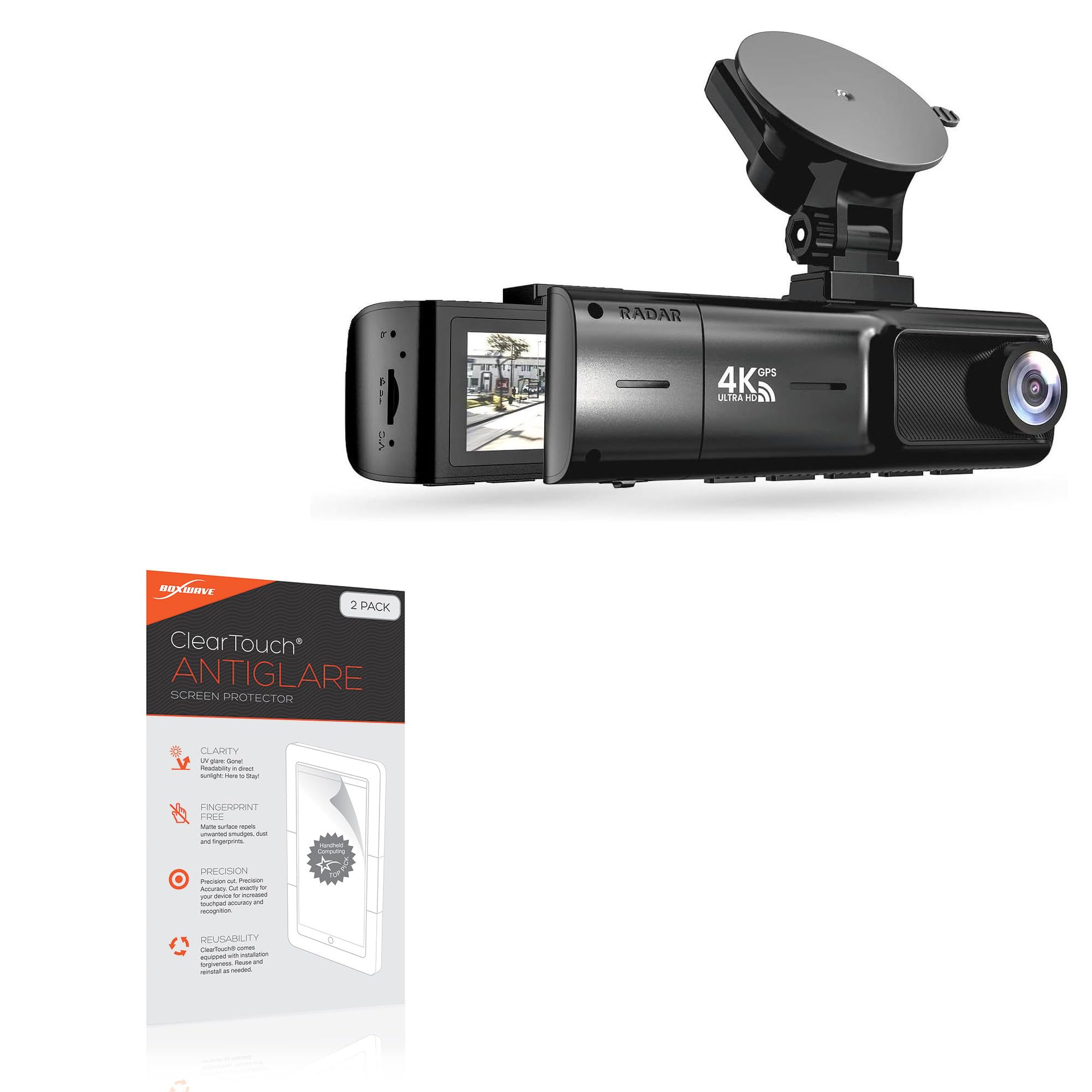 BoxWave Screen Protector Compatible with PRUVEEO RD316 Dash Cam - ClearTouch Anti-Glare 2-Pack Anti-Fingerprint Matte Film Skin