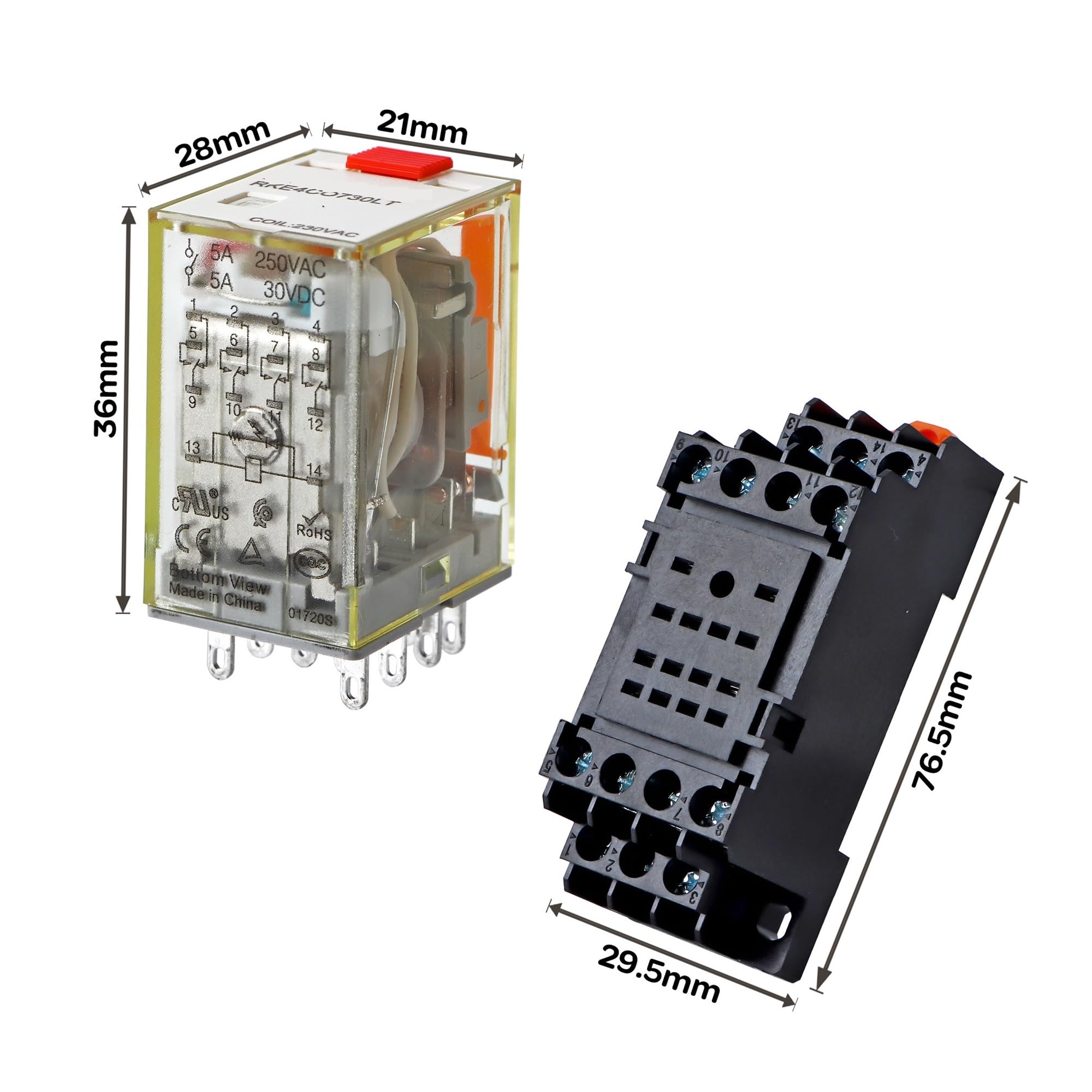 AC 220V 14-Pin Electromagnetic Relay - 4PDT Power Relay For Control Systems