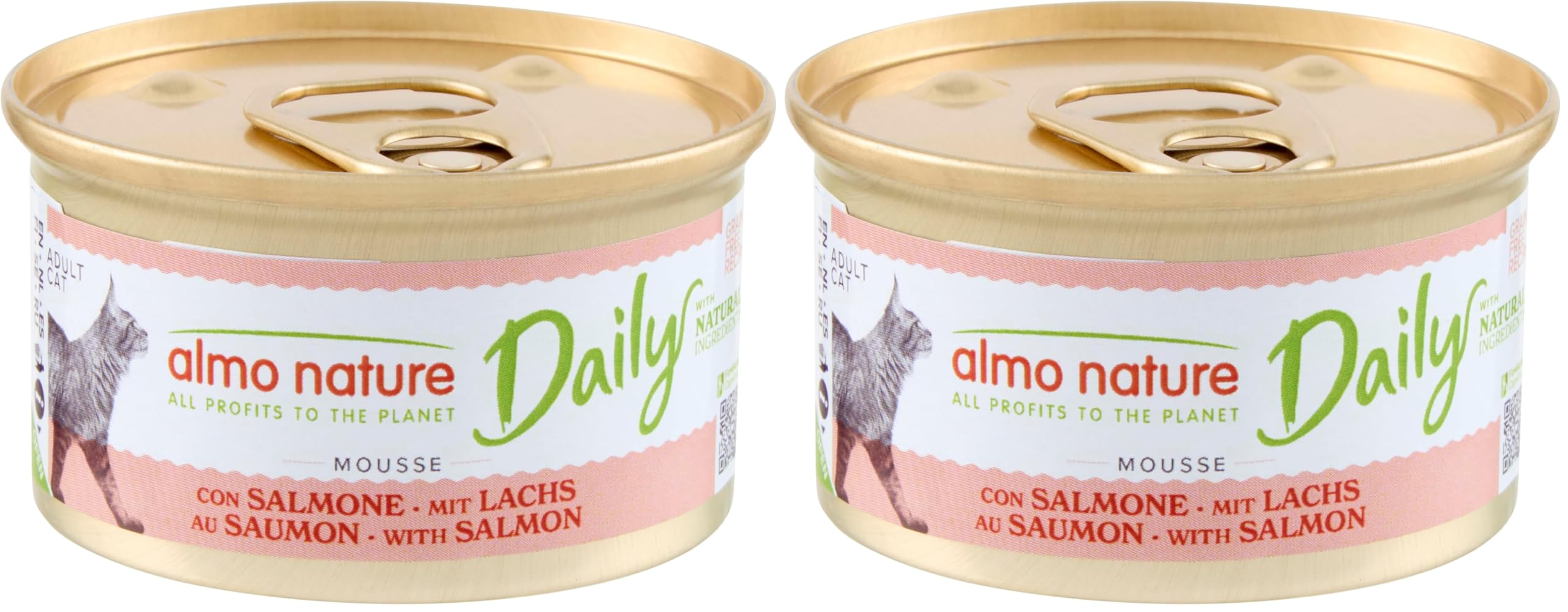 Almo Nature Daily Nassfutter für Erwachsene Katzen Mousse mit Lachs - Dose 24x85 g (Packung mit 2)
