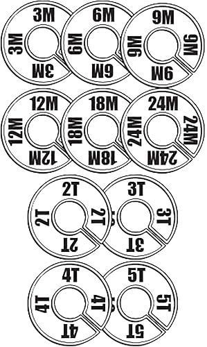 SSWBasics Divisores para colgar ropa – Paquete de 40 divisores redondos de ropa para bebés y niños pequeños con barandilla – Divisores de tamaño de