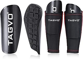 TAGVO Soccer Shin Guards for Kids Youth Adults - Protective Soccer Equipment for Boys Girls - Men Women Soccer Shin Guards with Insert Pocket Leg Sleeves - Soccer Shin Pads with High Impact Resistant