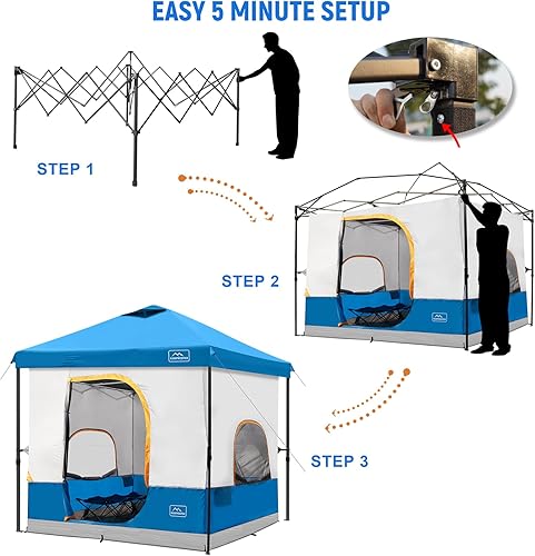 Miniatura 5 de KAMPKEEPER Tienda de campaña para 6 personas, tienda de campaña desplegable de 10 x 10 pies con tienda interior de campamento, convierte el toldo de