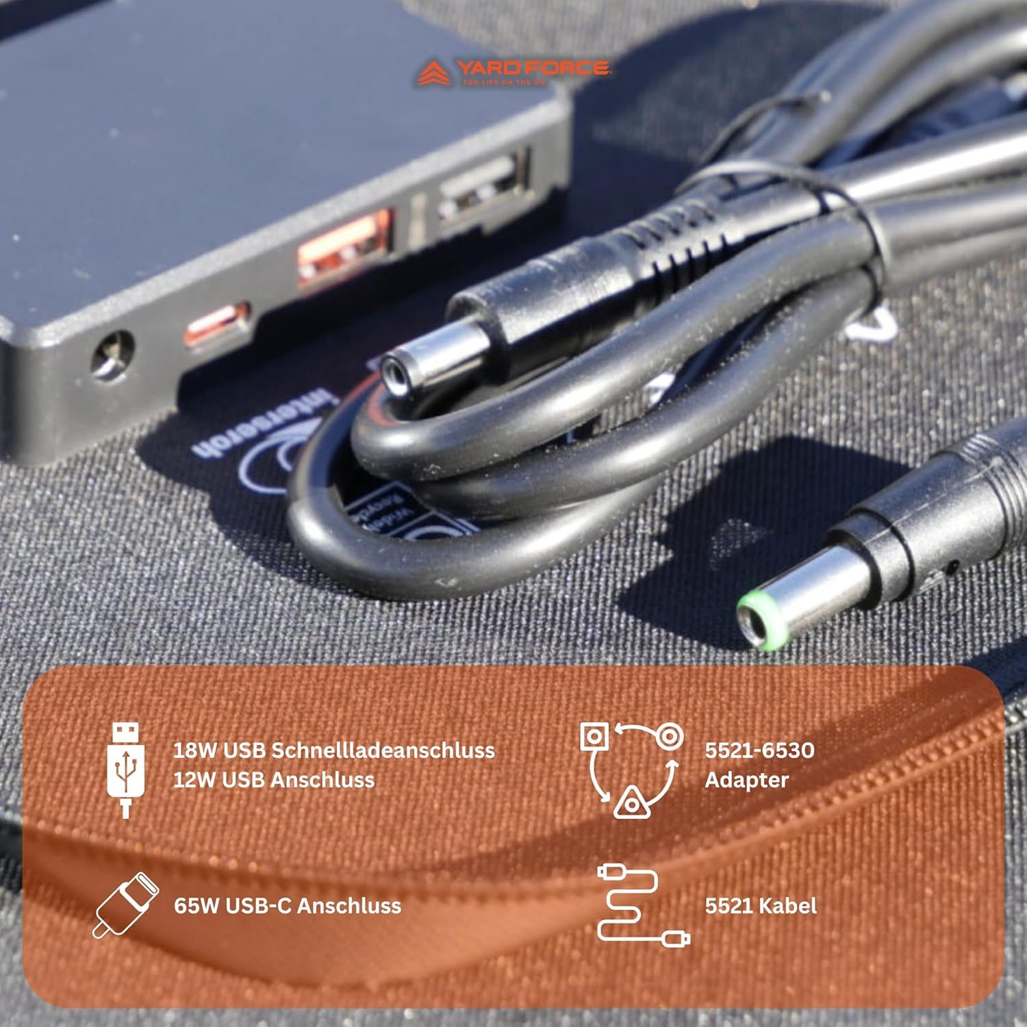 Yard Force Panneau solaire pliable 100W avec sortie USB C compatible avec groupes électrogènes Yard Force pour camping et randonnée - LX SPP10