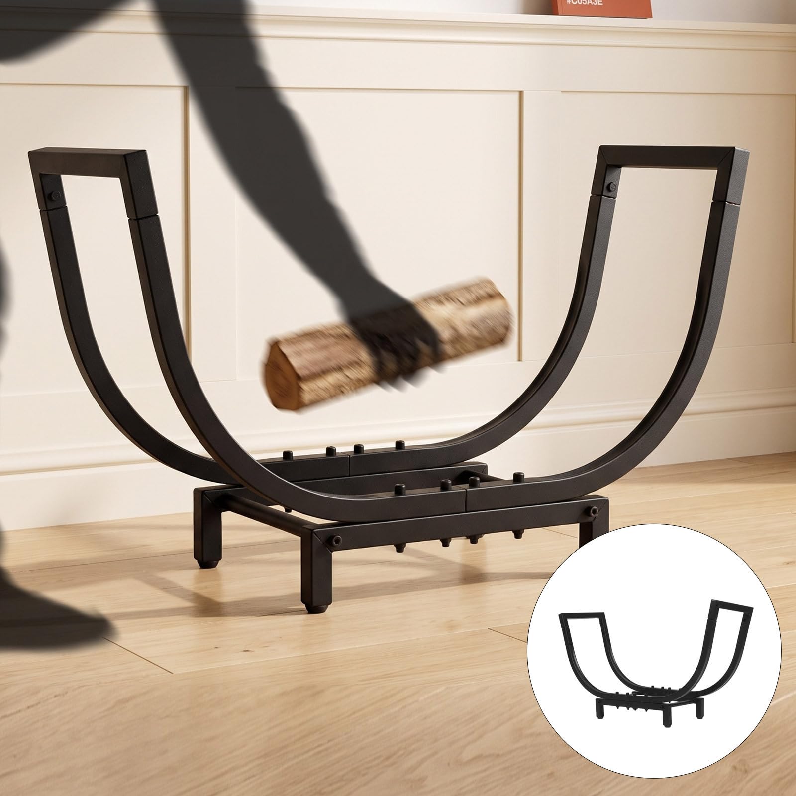 Yardwe Soporte para Madera de Acero Inoxidable Negro, Diseño Vertical