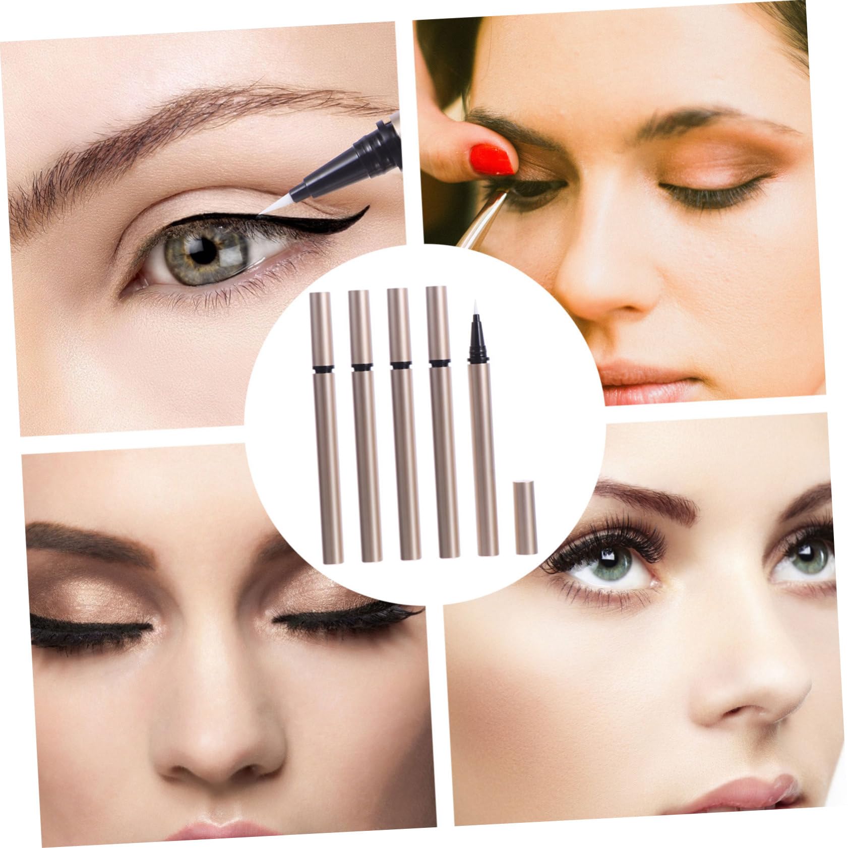 POPETPOP 5 piezas Tubos Rellenables para Delineador de Ojos Envases Líquidos Vacíos para Maquillaje Aplicadores con Bola para Delineador Líquido para Tiendas y