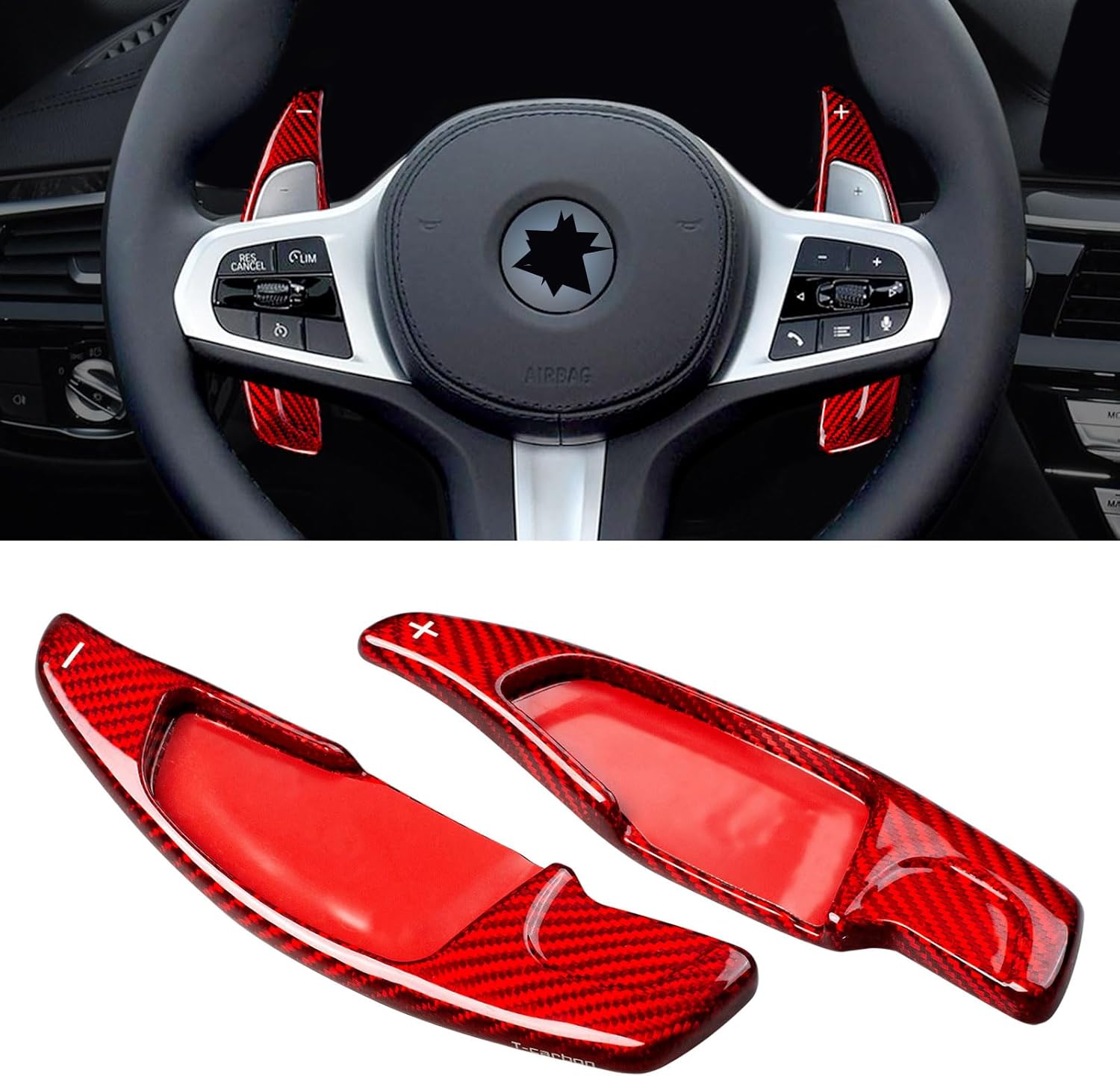 Real Carbon Fiber Paddle Shifter Extension Cover Compatible with BMW 2 3 4 5 6GT 7 8 Series G01 G38,X3 X4 X5 X6 X7 M5 M8 X3M X4M X5M X6M XM Z4 Steering Wheel Paddle Shifter 2016-2025