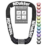 NDakter Bike Lock, 5 Digit Combination Heavy Duty Anti Theft Bicycle Chain Lock, 2.62/3.2/4.27/5/6Ft Long, High Security Resettable, Suitable for Bike, Scooter, Door, Gate, Fence-4/6mm Thick