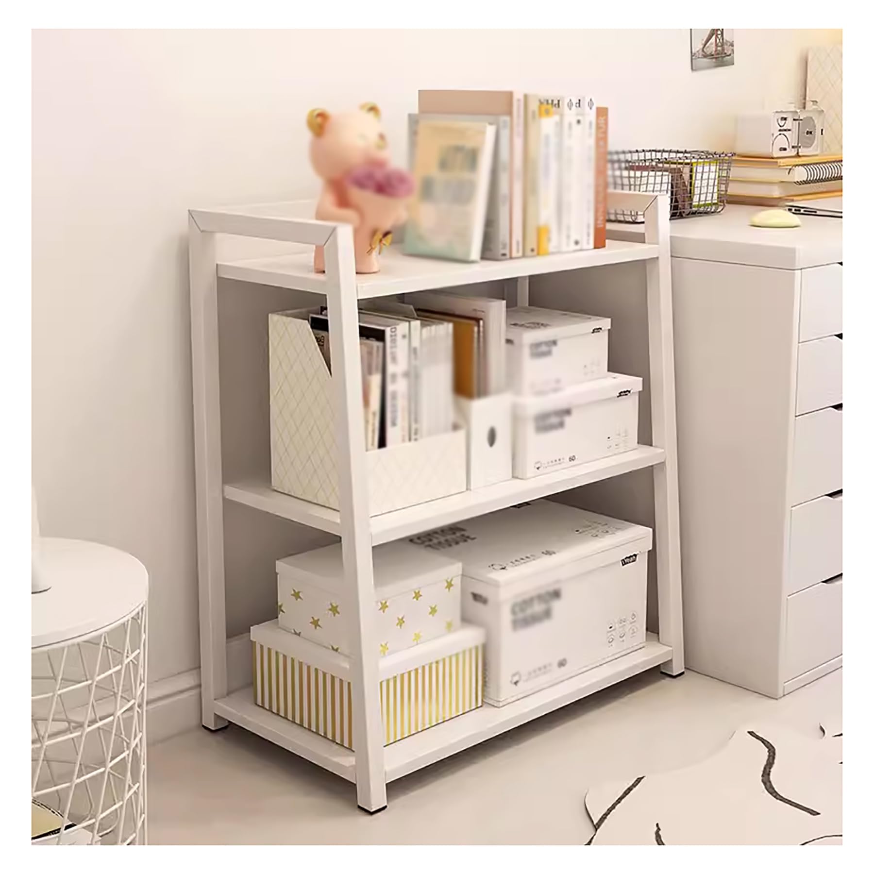 Bibliothèque de rangement pour chambre et salle de bain étroite