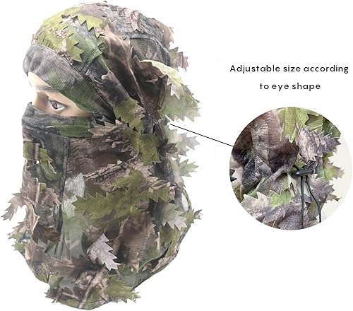 Miniatura 3 de EAmber Ghillie - Sombrero frondoso de camuflaje 3D, máscara completa para la cabeza, pavo camuflaje, cazador, accesorios de caza