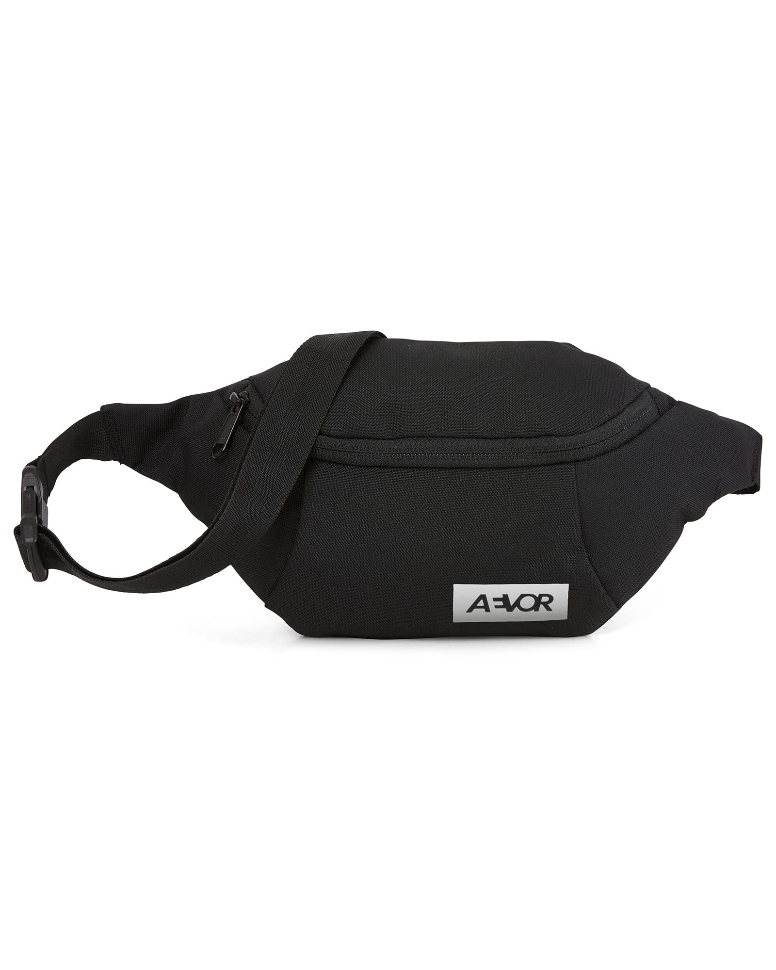 AEVORHip Bag Black Eclipse - Water-Repellent Bum Bag - Quick Access Mobile Phone Compartment - Inner Mesh Pocket - Sustainable Material (Black Eclipse)