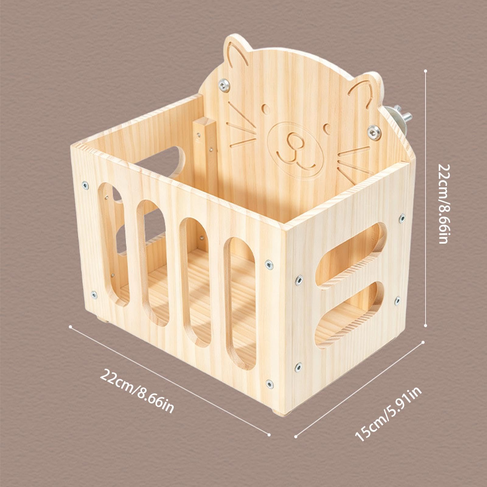 Râtelier à Foin Grande capacité Mignon décor Cage en Bois | porte-foin pour hamster en forme de chat Pour Chinchilla Et Hérisson Intérieur Extérieur