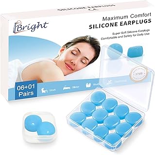 7 Pairs Soft Silicone Ear Plugs for Sleeping Noise Cancelling- Waterproof Reusable Ear Plugs for Sleep, Snoring, Work or Travel- 27 dB Silicone Sound Cancelling Ear Plugs- Blue UK Brand