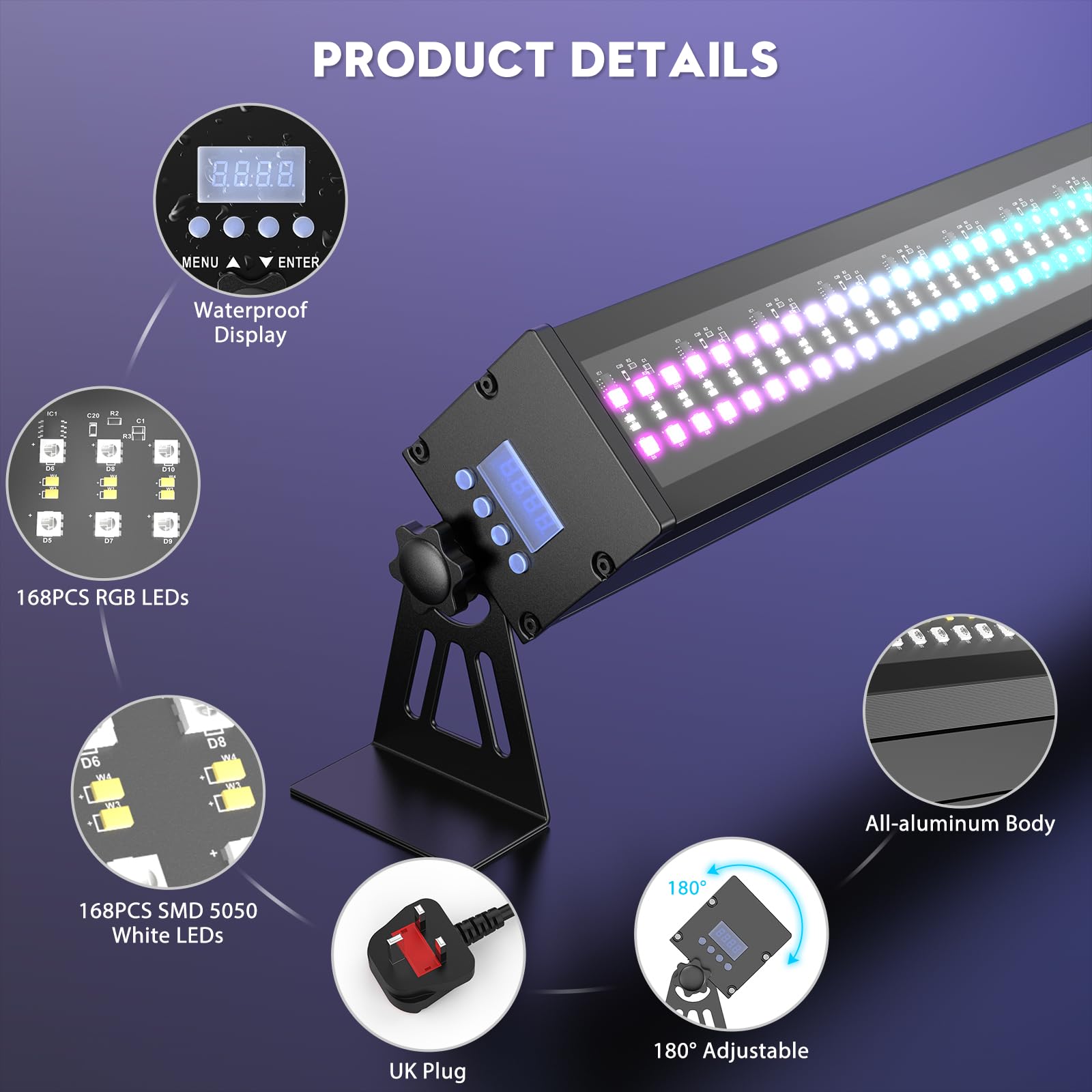 336 Wasserdichtes LED Bar Wallwasher, 120W Discolicht Partylicht Bühnenlicht, RGBW Lichteffekte Strahler Strobe Beleuchtung für DJ Party Outdoor