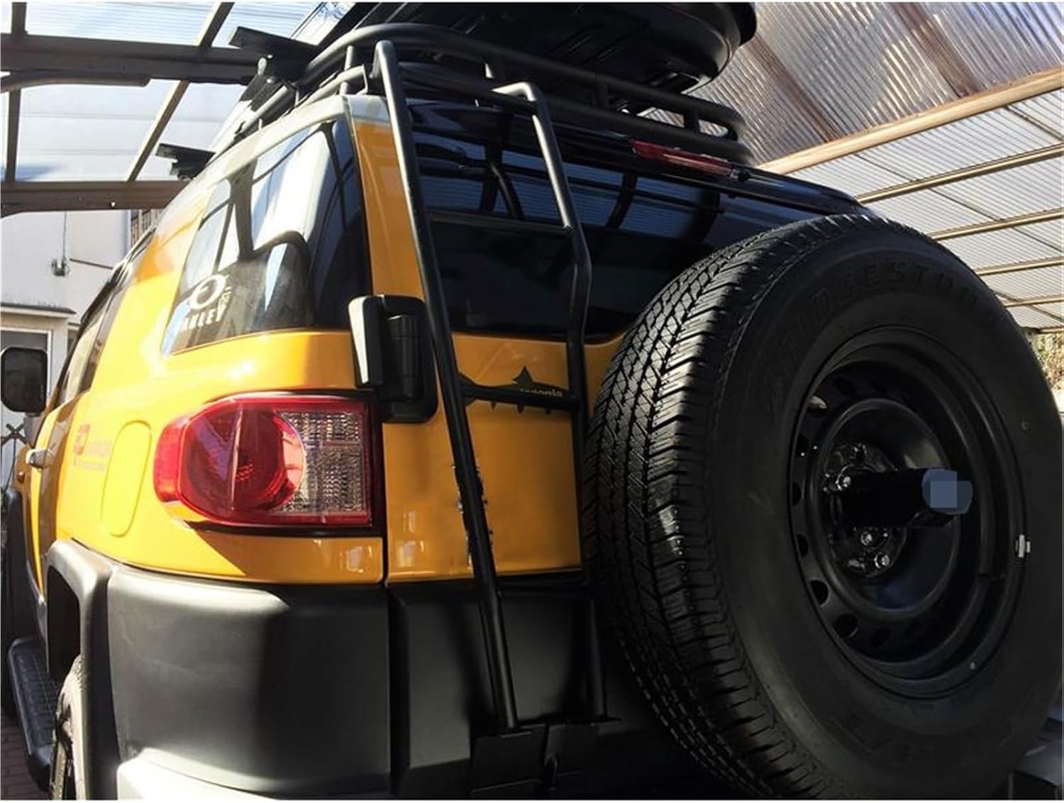 Rear Ladder Tailgate Ladder Kit Metal Stairs Compatible For Toyota FJ Cruiser Car Rear Door Laddder Protection Framework Protective Frame