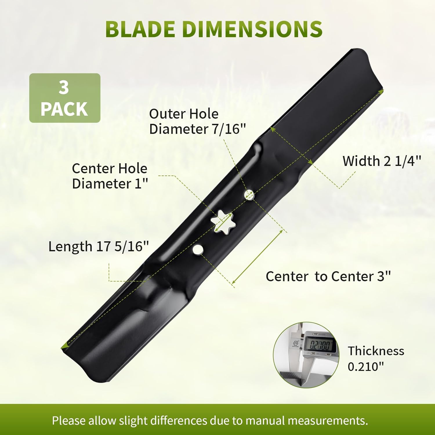 942-05052A 2-in-1 Medium Lift Blades, Compatible with 50" Deck Cub Cad et RZT-L50 L34 S50 XT1 XT2 LT50 GT50 Troy Bilt MTD Craftsman G8200 Mowers, Replace for 742-05052A 330-052,3 Pack