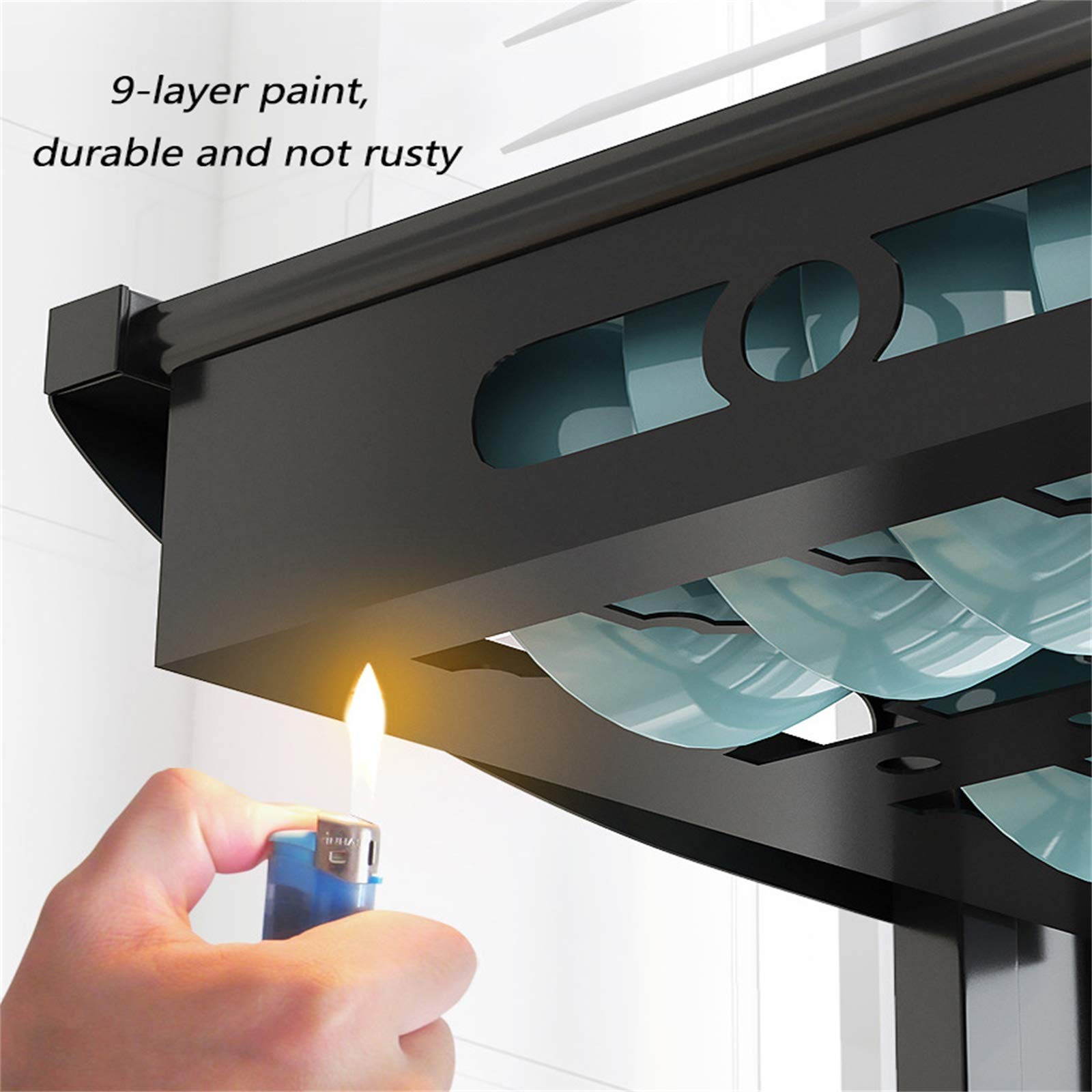 Escurridor De Cubiertos, Estante De Almacenamiento De Cocina, Fregadero De Secado Tablero De Drenaje Estante Para Platos Estante, Utensilios De Cocina De Protección Ambiental Inoxidable 95cm,negro