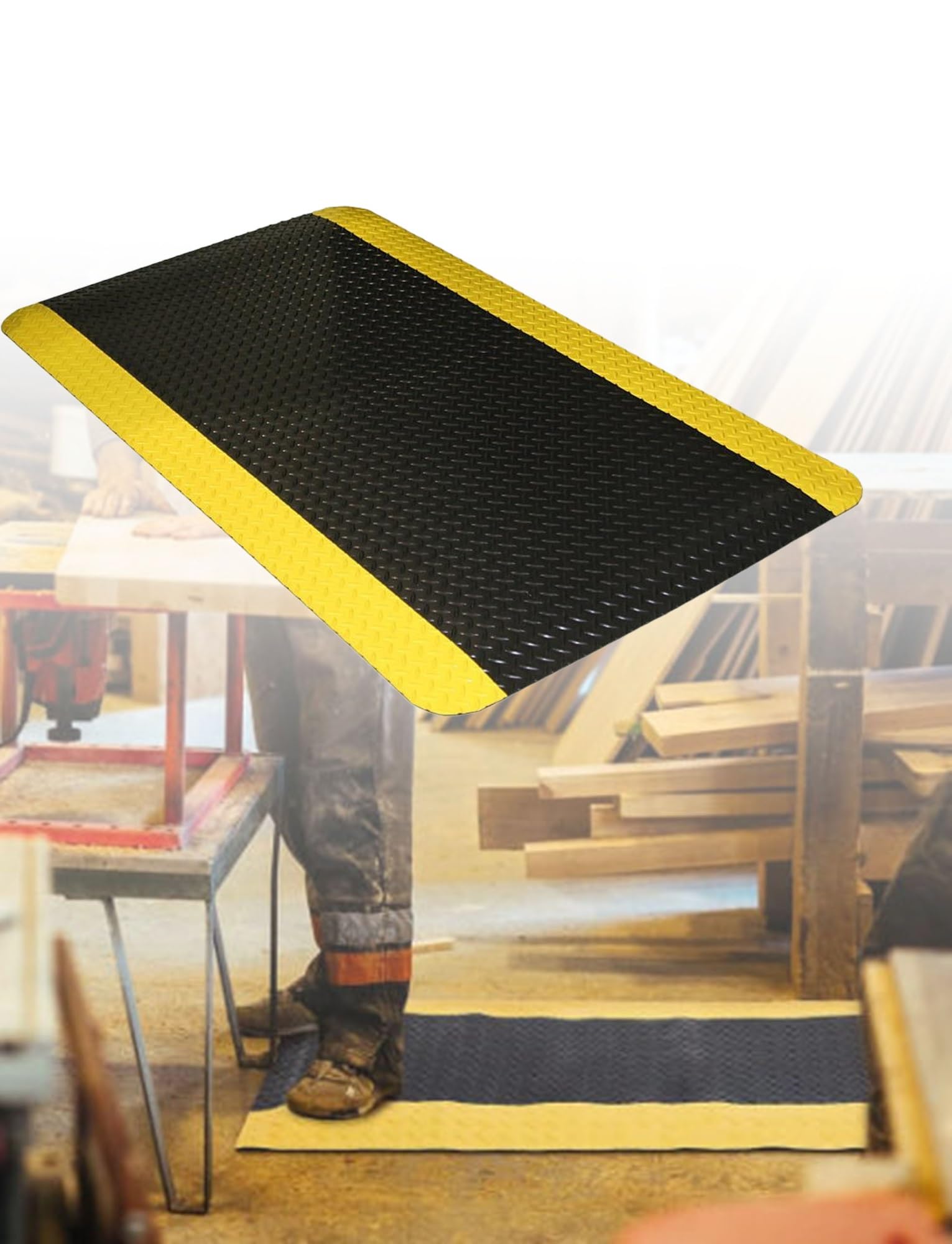 GTHTUHFD Ergonomic Anti-Fatigue Floor Mat - Industrial Non-Slip Standing Mat With Slope Design For Comfort & Safety At Workstations,50X80CM