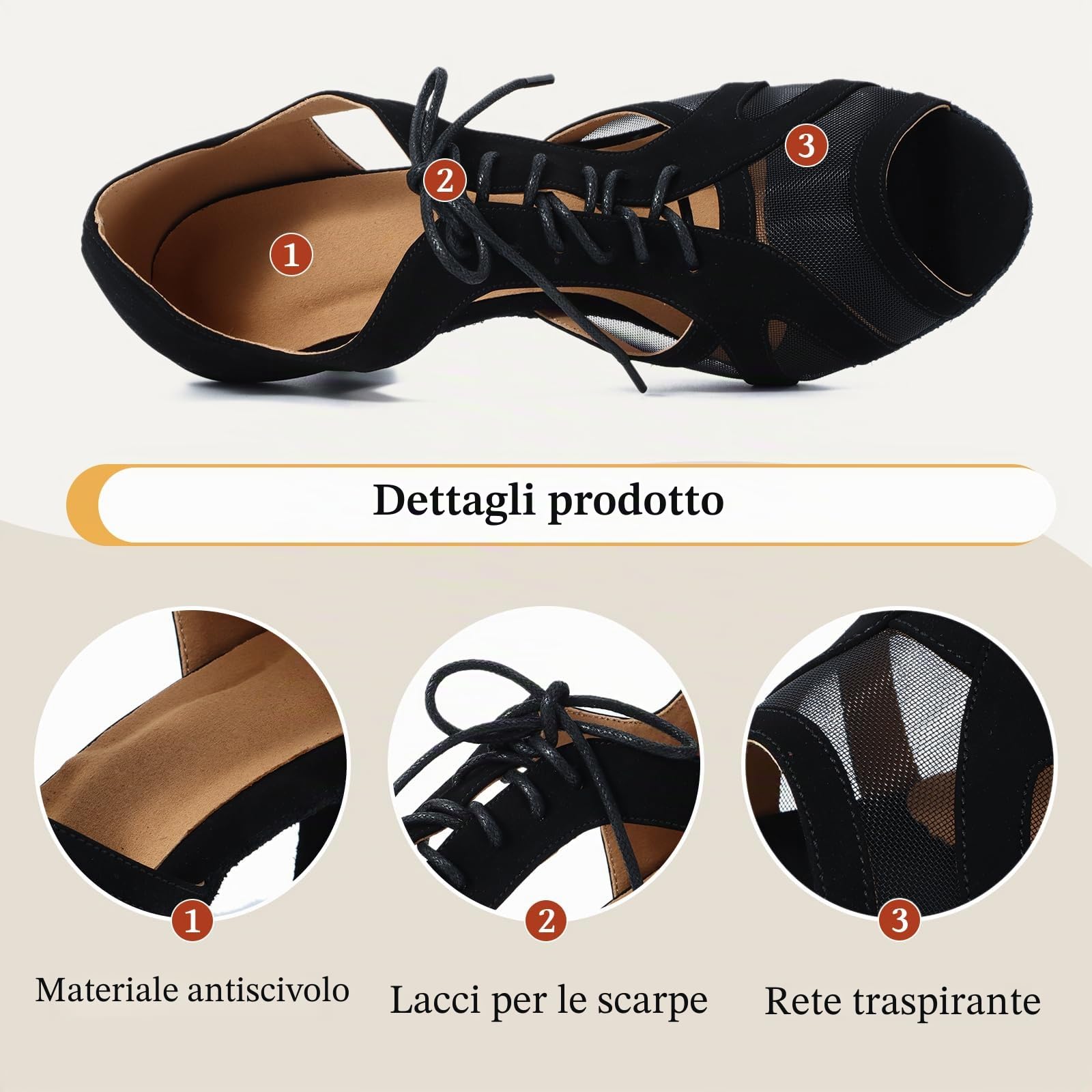 Donne Nero Scarpe da Ballo Suola Scamosciata Tacchi Salsa Latino Pratica Scarpe Tacco Basso 5.5cm