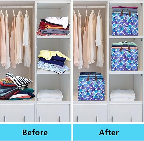 Miniatura 5 de Cesta de almacenamiento de ingeniería plegable con asas de cuero, impermeable, caja de almacenamiento de lona para armario, juguetes, ropa, cuarto