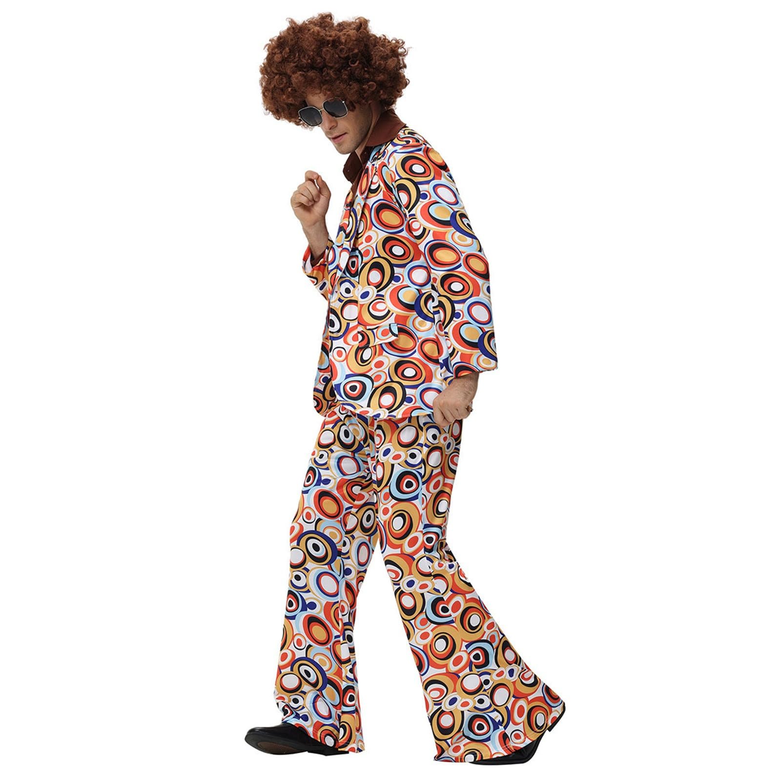 FaschingskostüMe MäNner,Disco-KostüM Retro 70Er Jahre BüHnenoutfit Hip-Hop Tanzparty Jumpsuit FüR Erwachsene Cosplay