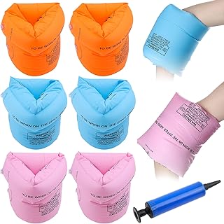 Swimming Armbands 6 Pieces Of Inflatable Armbands PVC Kids Swimming Armbands with Inflator Swimming Arm Float Rings, Inflatable Swim Armbands, Arm Floaties for Children and Adults