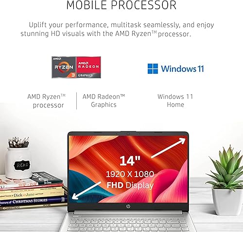 Miniatura 2 de HP Laptop 14 para productividad y entretenimiento, pantalla FHD de 14 pulgadas, 16 GB de RAM, SSD de 1 TB, procesador AMD Ryzen 3 de hasta 3.5 GHz,