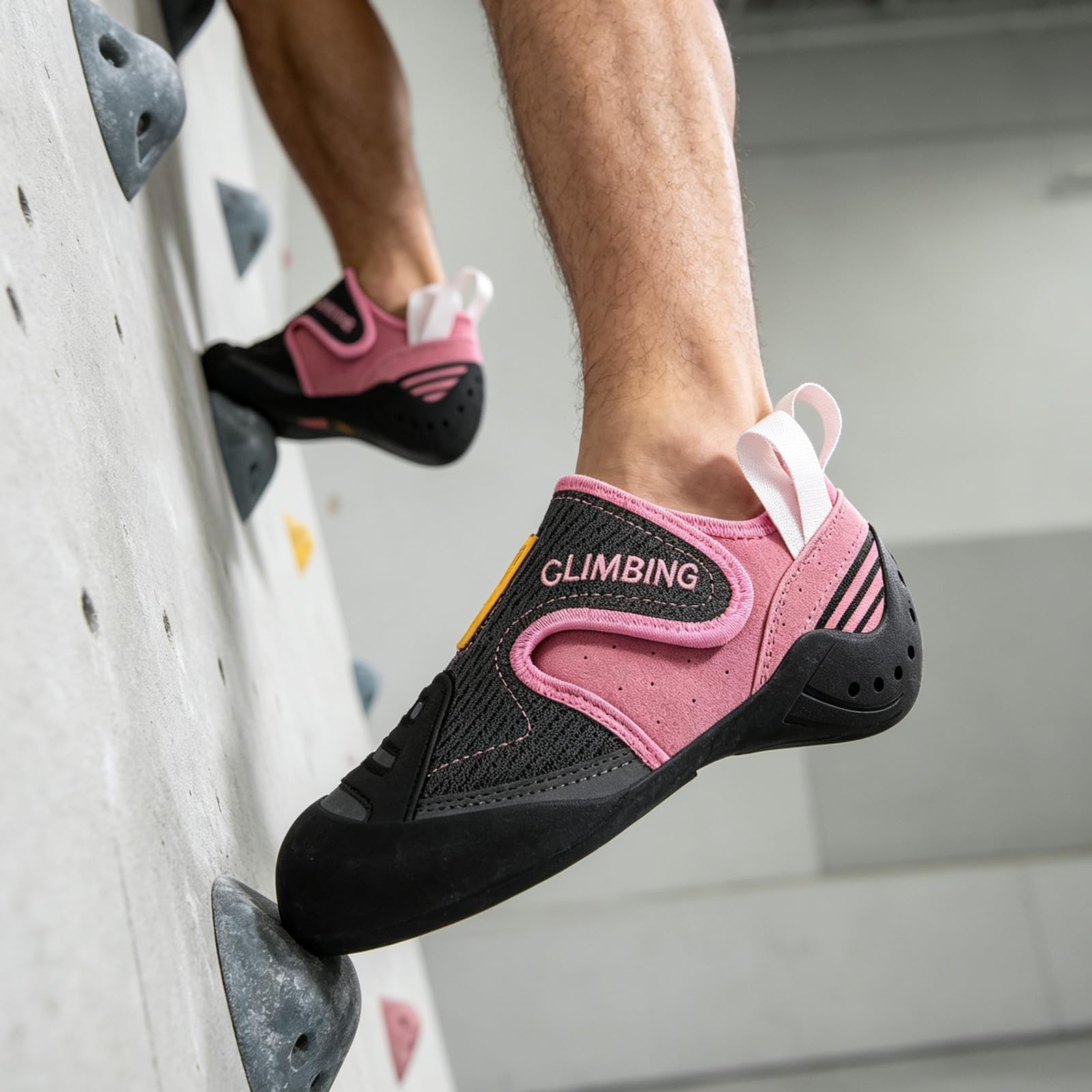 Zapatos de escalada Goma pegajosa Zapatillas Entrenamiento Boulder Modelo slip-on Refuerzo en la puntera Tallas: 32-44 Con cinta adhesiva FáCil De Poner Quitar para Gimnasio y Escalada
