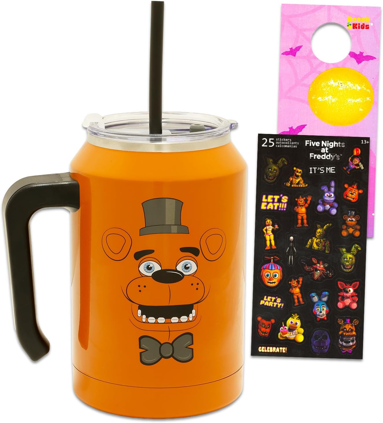 Five Nights at Freddy's Travel Cup Set - Bundle with Freddy Fazbear 30 Oz Stainless Steel Double Walled Insulated Tumbler Plus More | 30 Ounce FNAF Travel Mug