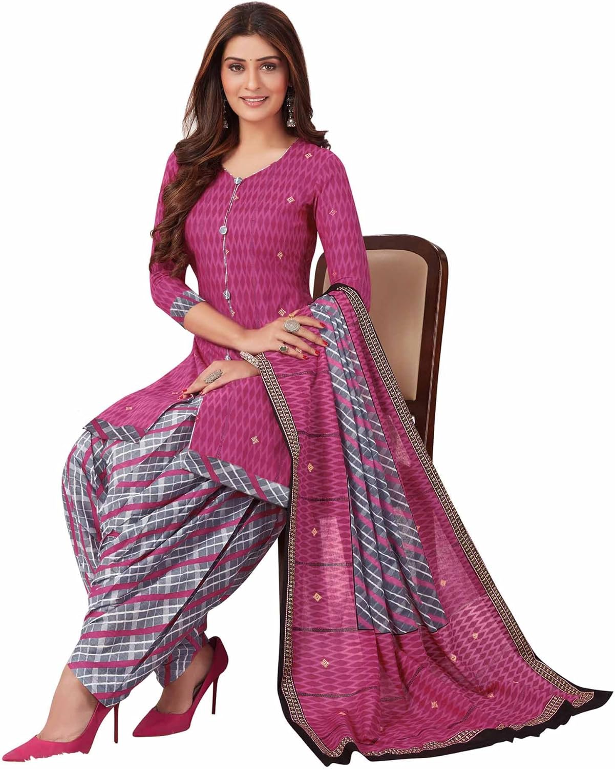 Miraan Cotton Printed Readymade Salwar Suit For Women (BANDCOLOR807)