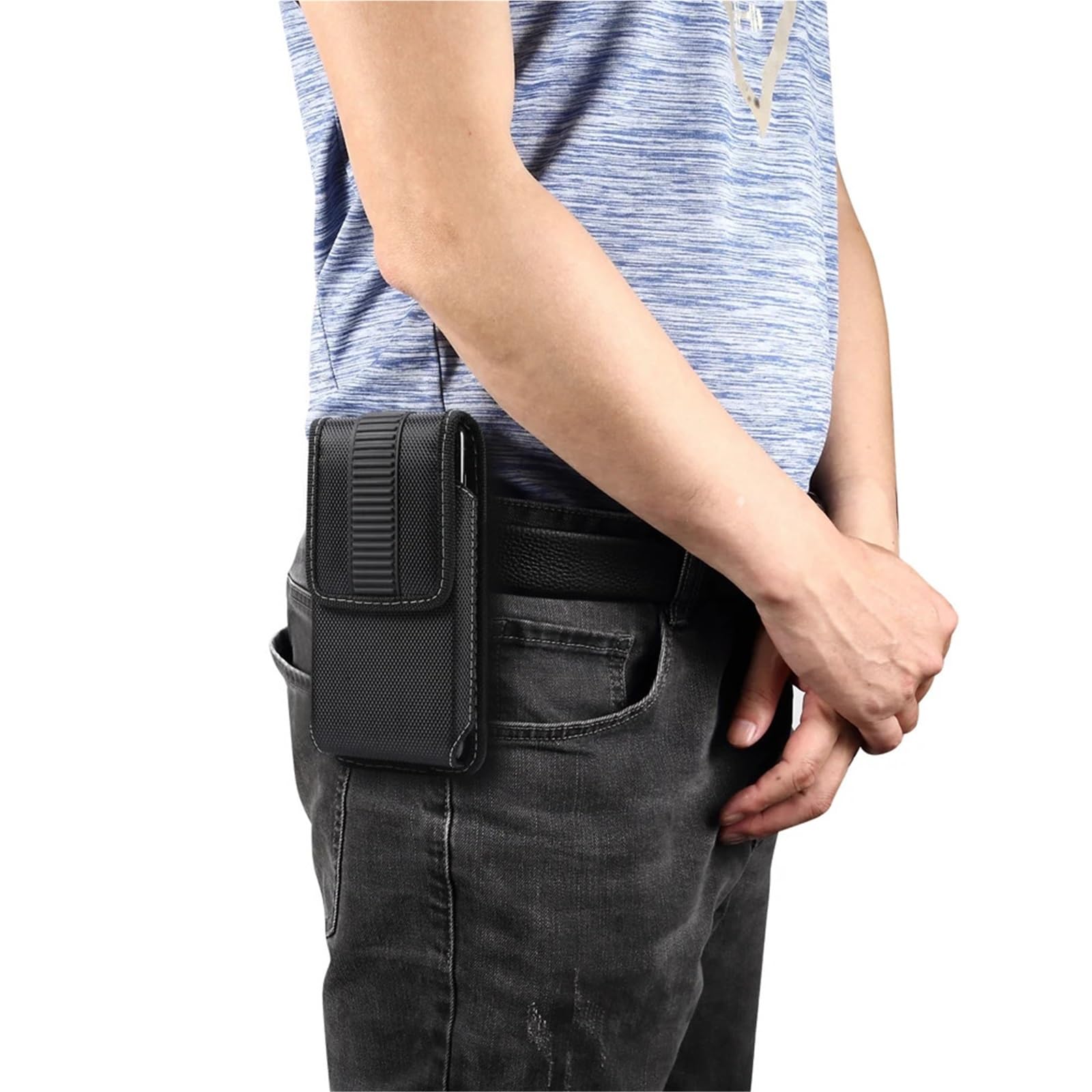 Phone Belt Pouch Universal Mobile Waist Bag Nylon Oxford Fabric Men Clip Case für Wandern, Camping(6.5 inch)