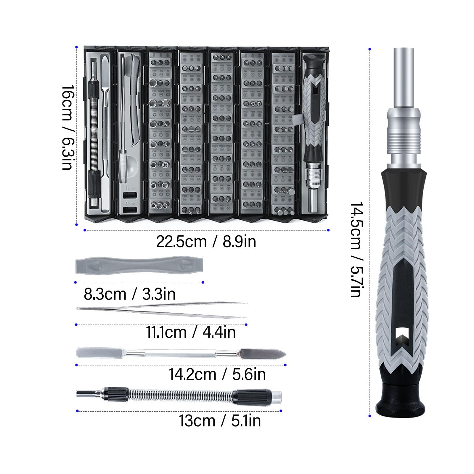 Juego de destornilladores 126 en 1, Juego de destornilladores magnéticos, Kit de destornillador manual magnético fuerte de alta precisión para reparación de relojes con