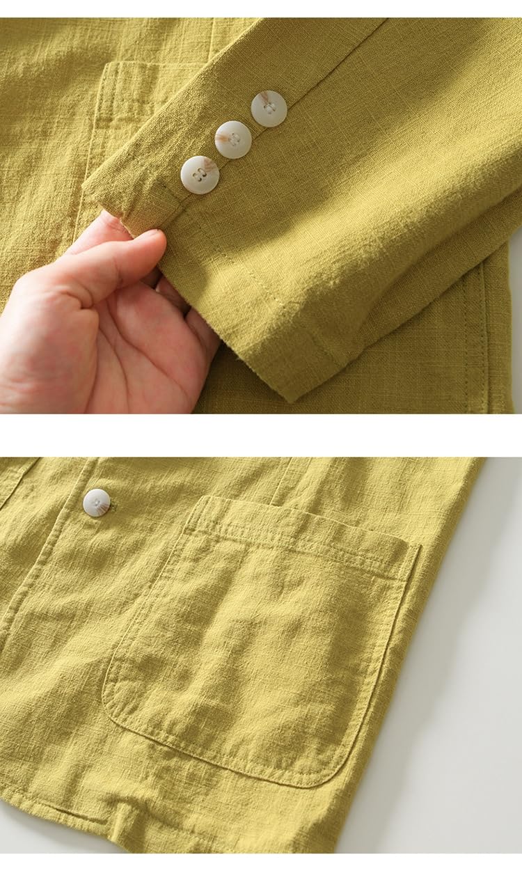 Giacca Estiva In Lino Da Uomo Blazer Casual In Lino con Revers A Tacca Giacca Sportiva Leggera Sfoderata Giacca Da Completo A Due Bottoni Dalla Vestibilità Regolare Capospalla Elegante per Matrimon