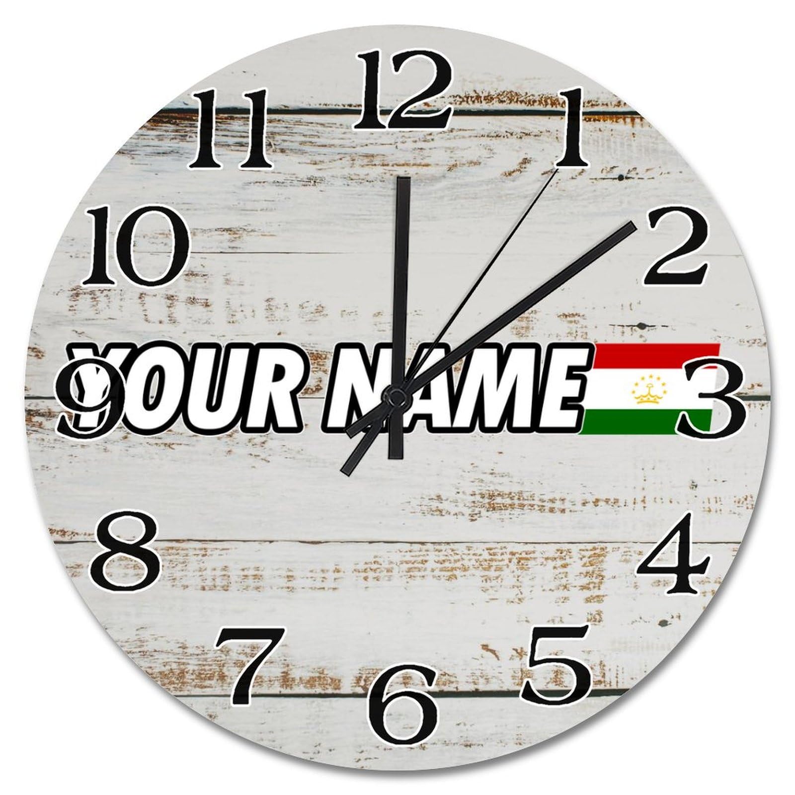 Horloge personnalisable Tadjikistan idée cadeau originale grand format 38cm