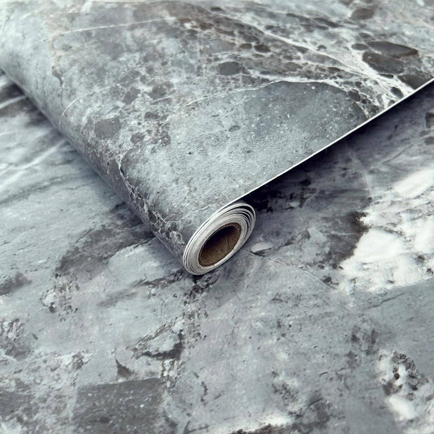 Tapeta marmurowa, Samoprzylepna marmurowa rolka winylowa wielokolorowa, wiele rozmiarów(Grey-marble,70Wx300L-cm)