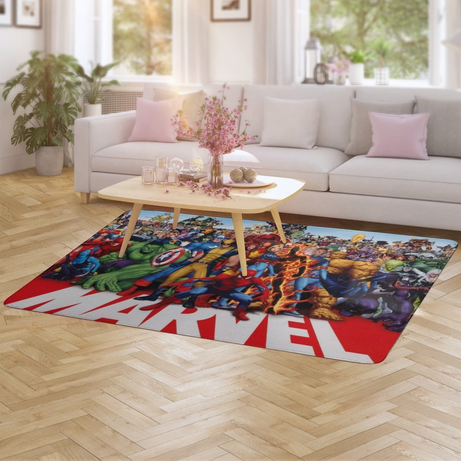 Amazon | マーベル ラグ カーペット 洗える ラグマット 滑り止め付