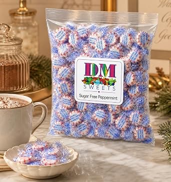 Sugar Free Peppermint Starlight Mints 1 lb Red White Striped Hard Candy