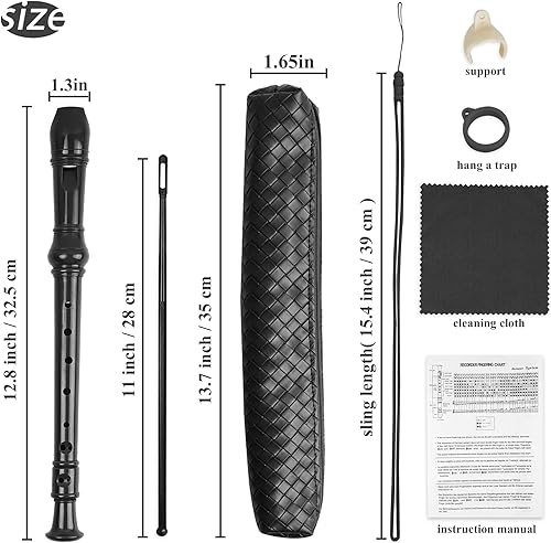 Miniatura 147 de Flauta para principiantes, niños y adultos, 8 agujeros, soprano, con varilla de limpieza y funda de cuero para estudiantes, entretenimiento en casa