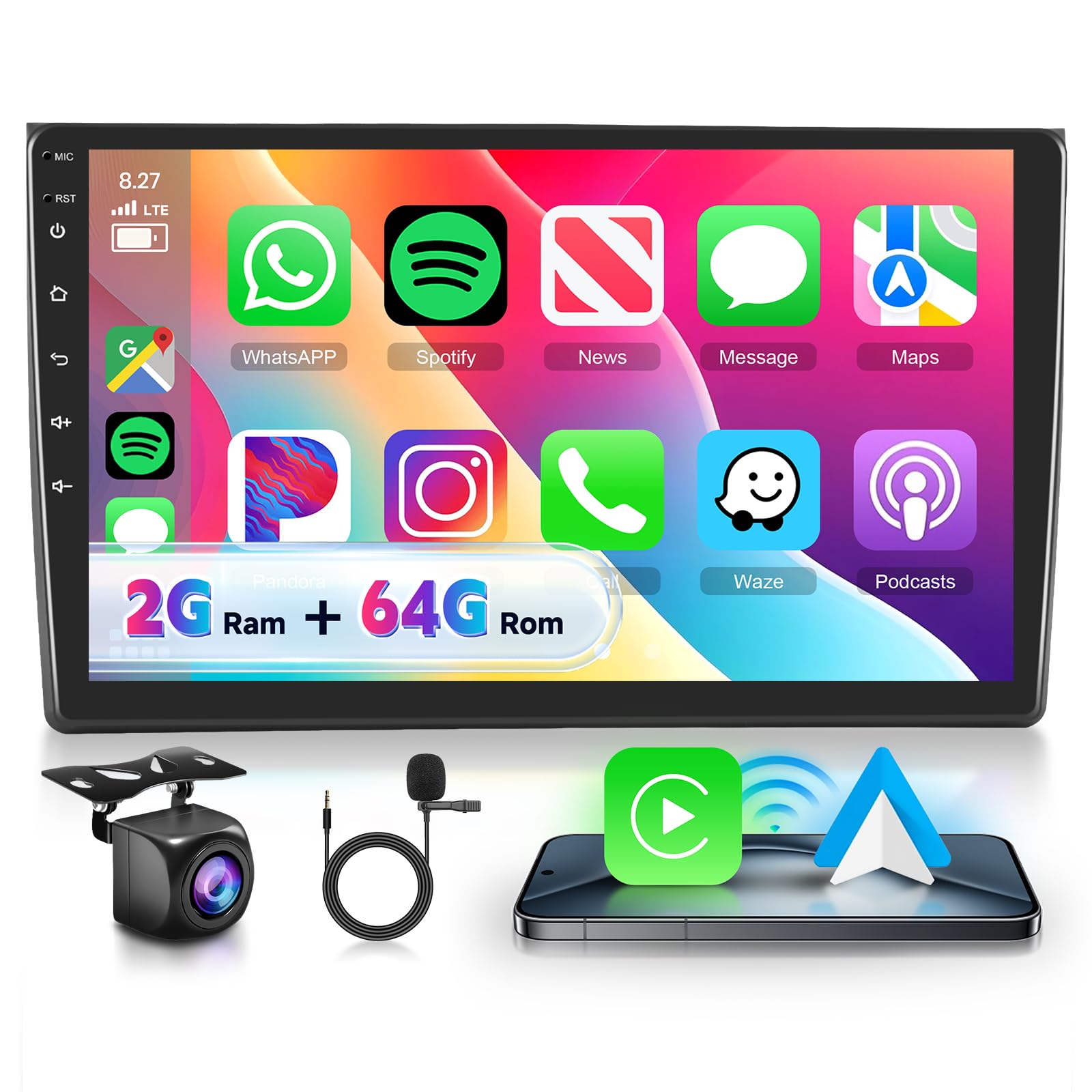 VECHTEL Autoradio 2G+64G Android 15 per Audi A4 2002-2008, 9" HD 2.5D Schermo Tactile Stereo Auto co Carplay Android Auto senza Fili GPS Wi-Fi USB Bluetooth Radio FM RDS Retrocamera