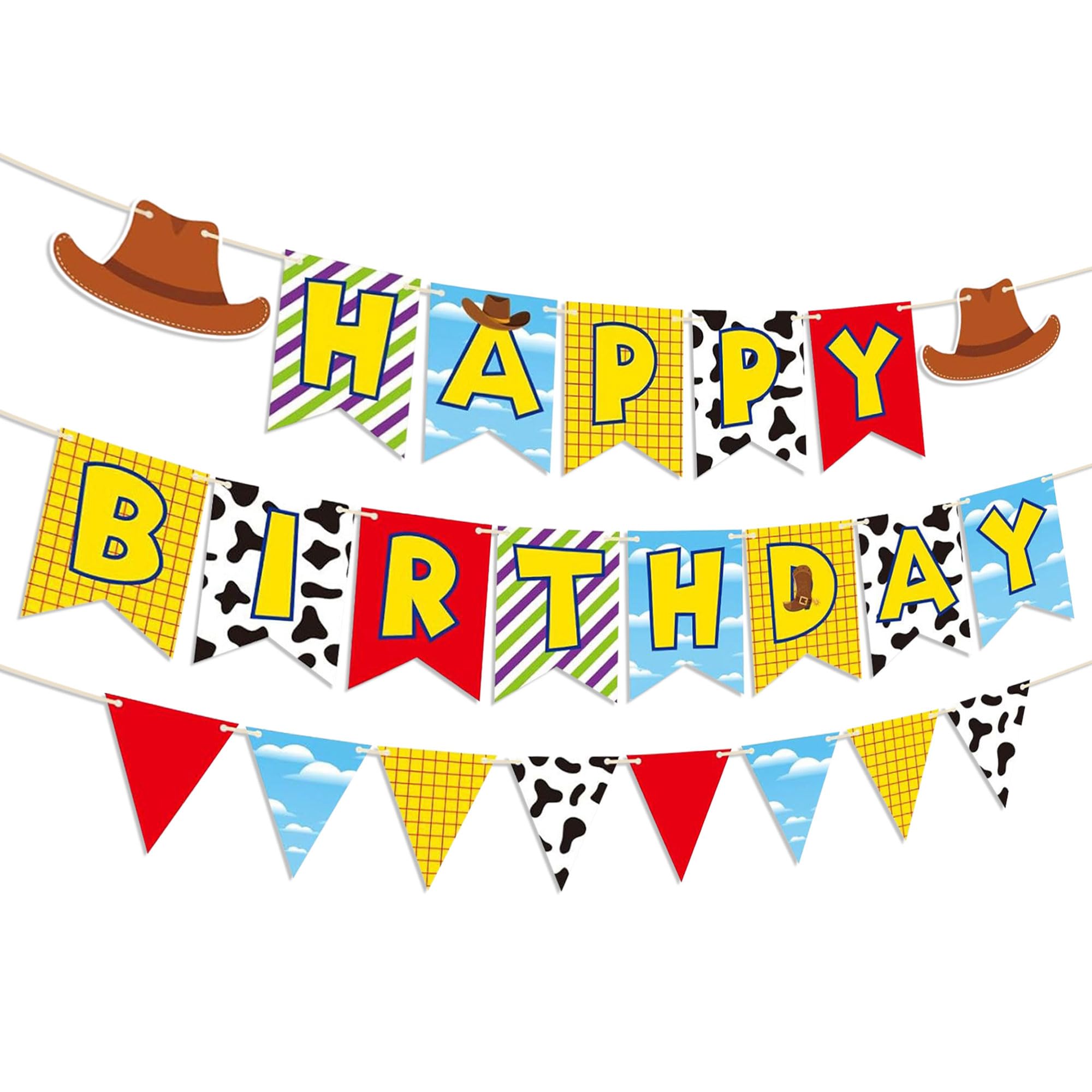 LaVenty Toy Party Supplies Party Banner Garland Favors for Cowboy Decoration Birthday Baby Shower