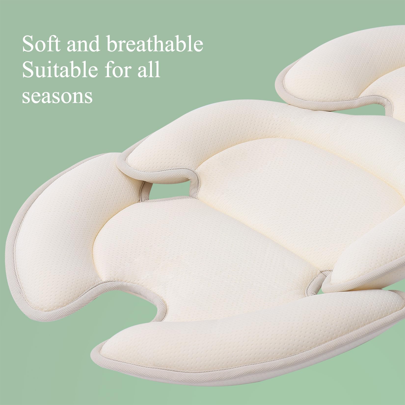 Innokids Relleno para Asiento de Coche Infantil, Almohada de Apoyo para la Cabeza y el Cuerpo para recién Nacidos, Apto para sillas de Coche y cochecitos (Blanco Crema)