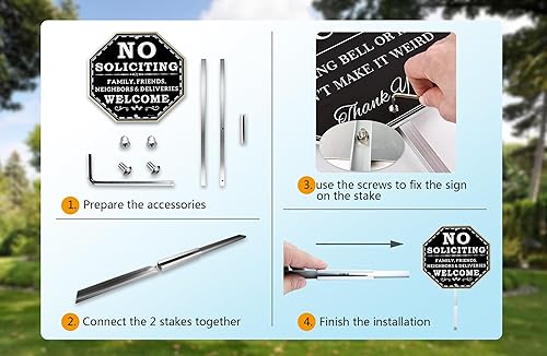 Miniatura 9 de Letreros grandes de No Soliciting para casa o negocio, paquete de 2 carteles de metal de aluminio de 14 x 10 pulgadas de 14 x 10 pulgadas, sin