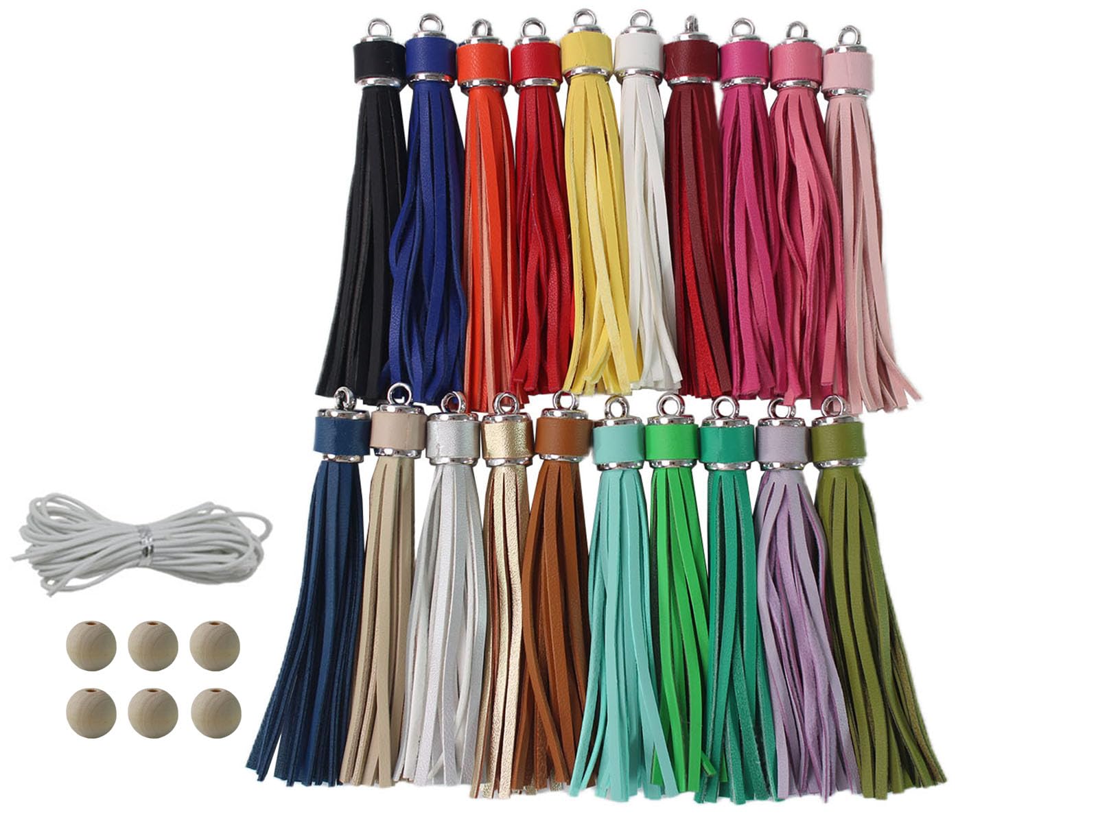 assorted leather keychain tassels for jewelry making 20pcs 43 inch silver faux leather tassels for bead keychain wristlet diy bag charms cellphone straps key ring bracelet supplies amp accessories