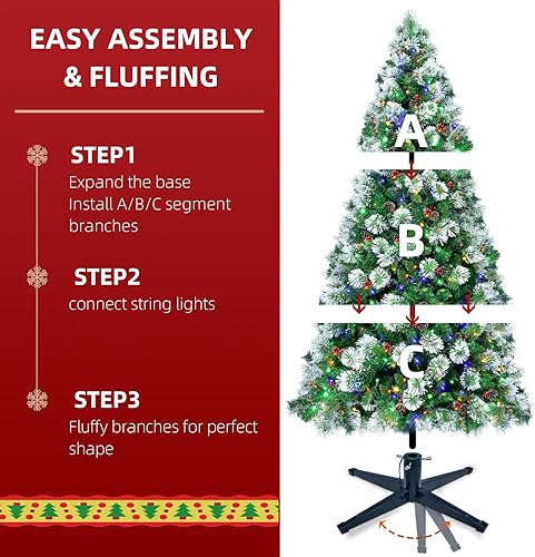 Miniatura 5 de Árbol de Navidad giratorio con música de 7.5 pies, incluye soporte de metal giratorio con función de música, control remoto y adaptador, rotación