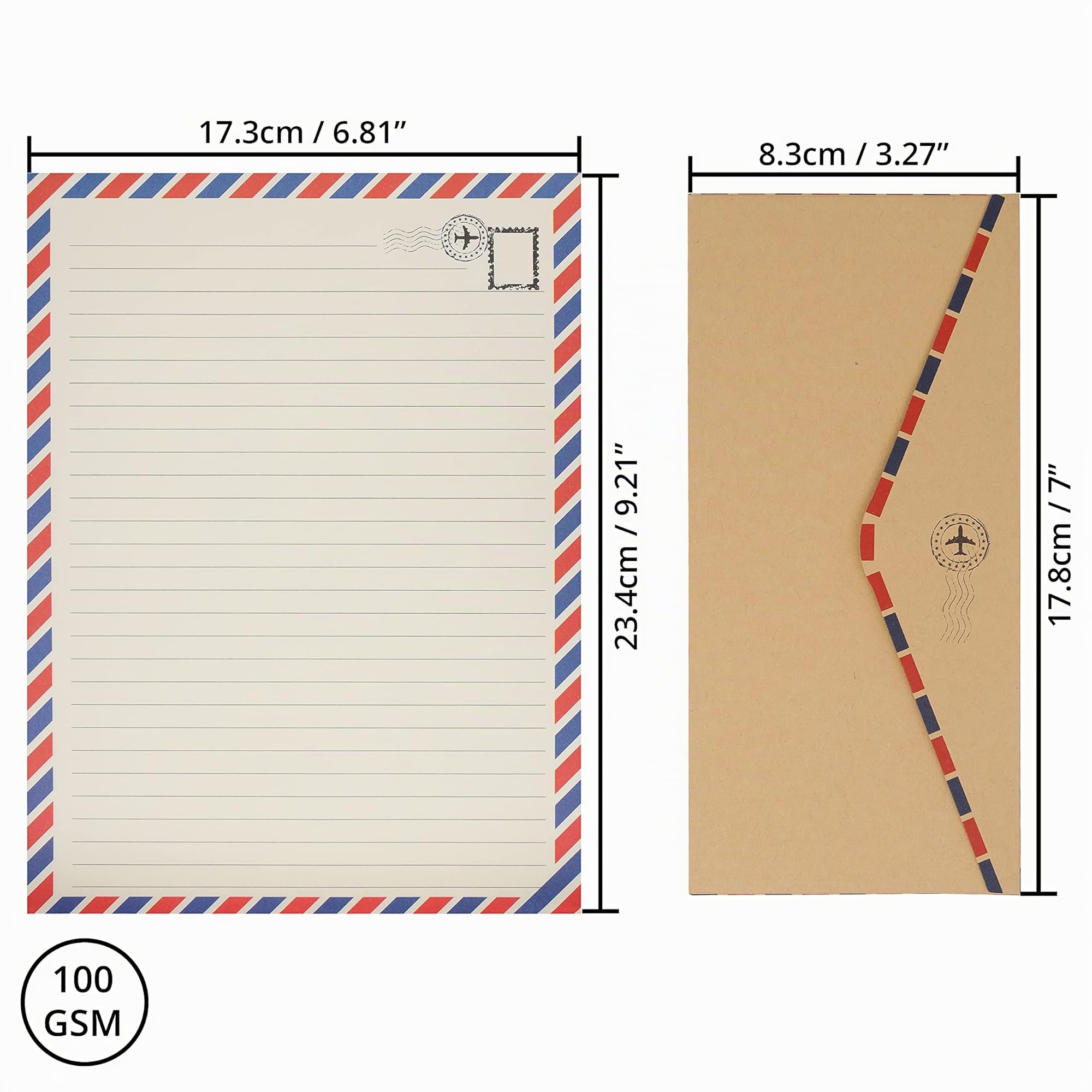 Belle Vous Carta Da Lettere Vintage 96 Pezzi - 48 Fogli Premium Formato Lettera 48 Buste Set Carta Viaggio