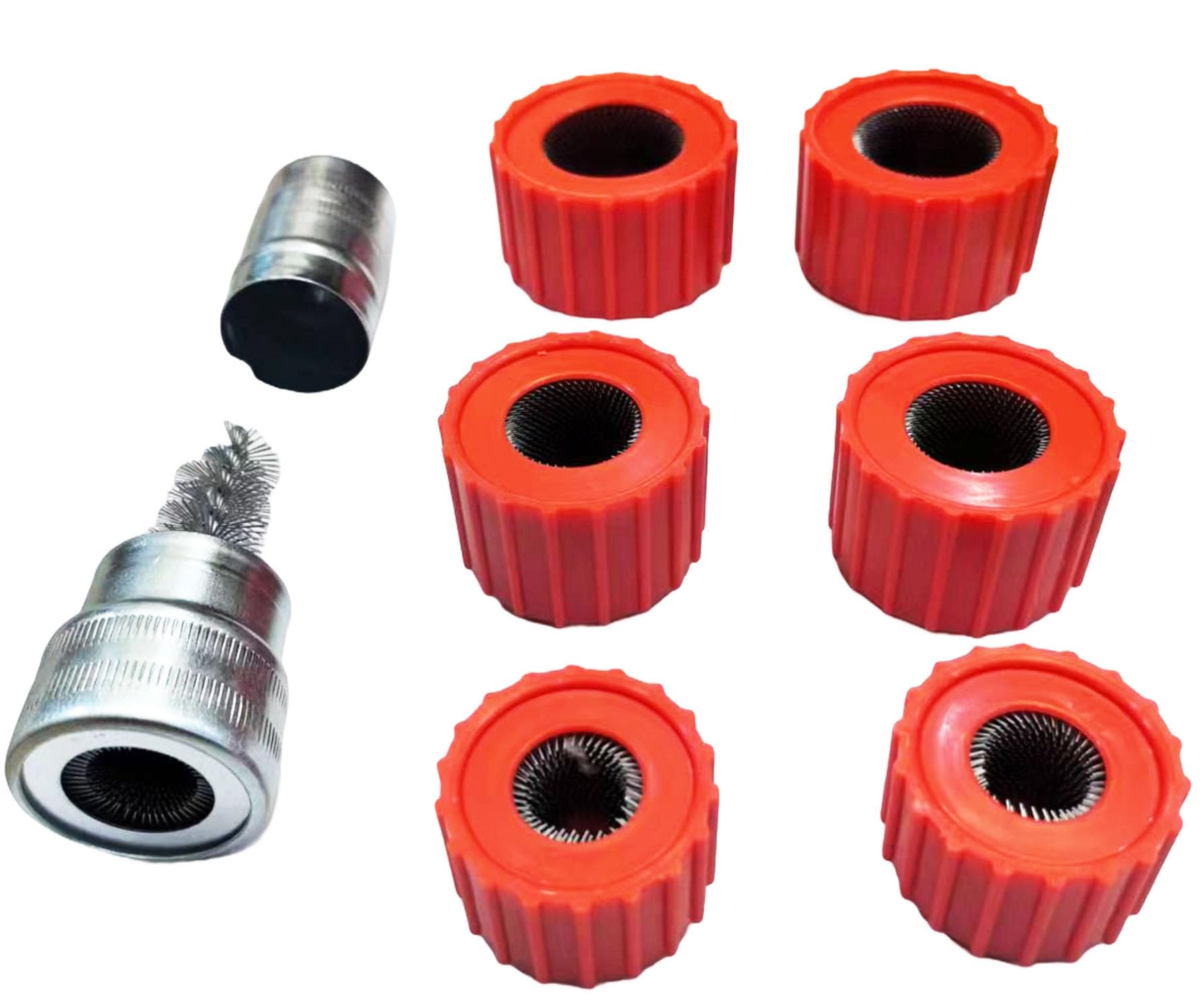 Amazleer 6 PCS Copper Pipe Cleaners for Drill, 1/2", 3/4", 1" Copper Pipe Cleaning Tool with Tube Cleaning Brush
