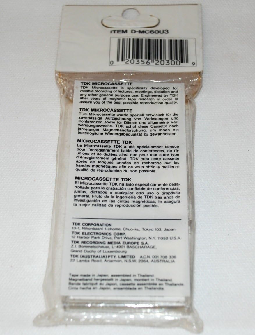 TDK D-MC60U3 Audio Microcassettes With Case - 60 MIN, 3 PK