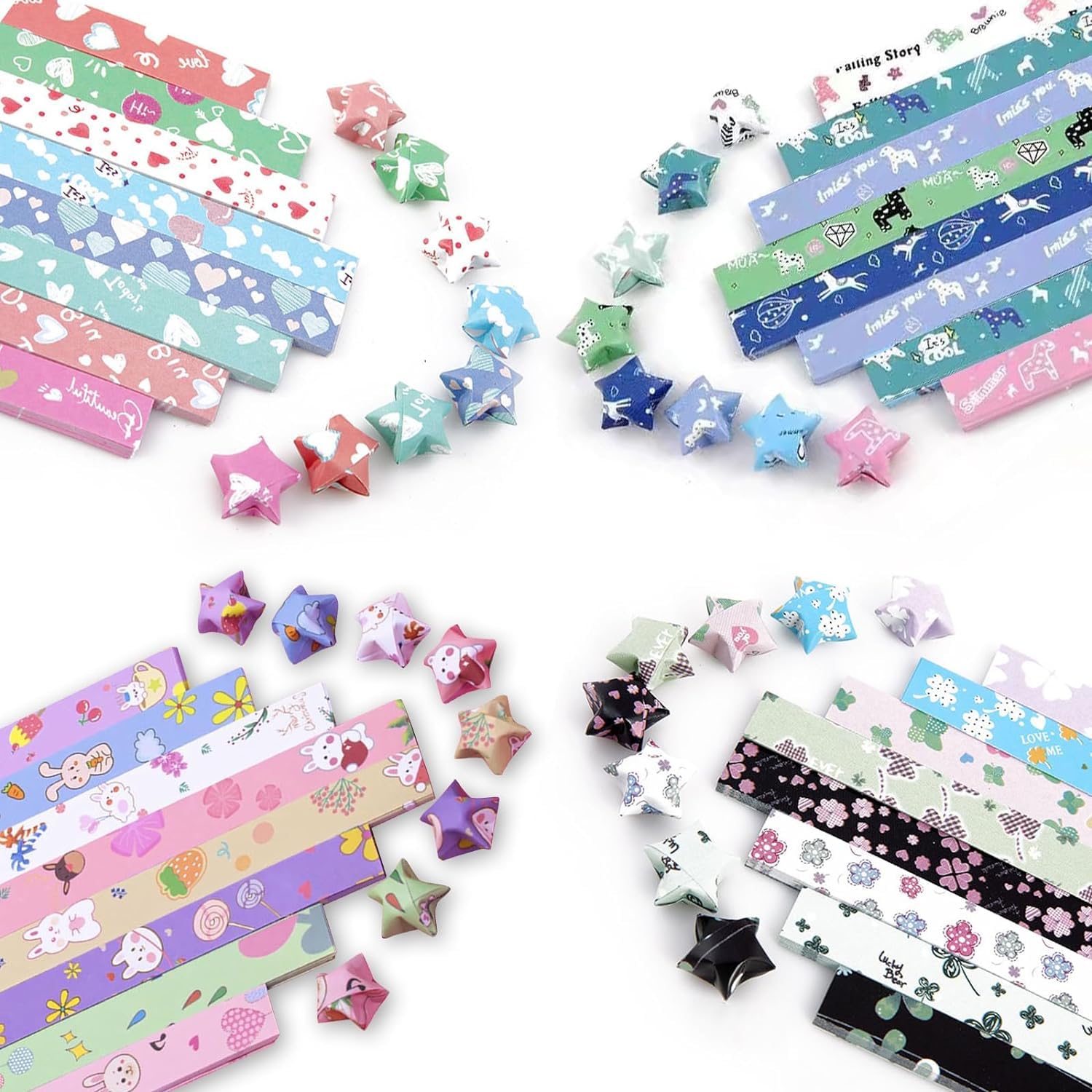 100 Pcs Origami Stars Paper, Lucky Star Paper Strips, Origami Star Paper Strips, No Cutting Required, Easy to Use, for Handmade Home Cards Gift, Party Decoration, Crafts Decoration