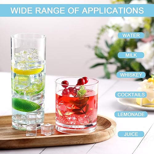 Miniatura 3 de Hushee Juego de 24 vasos de plástico transparente reutilizable a granel de 16 onzas y 11 onzas, vasos acrílicos para cócteles, bebidas de whisky,